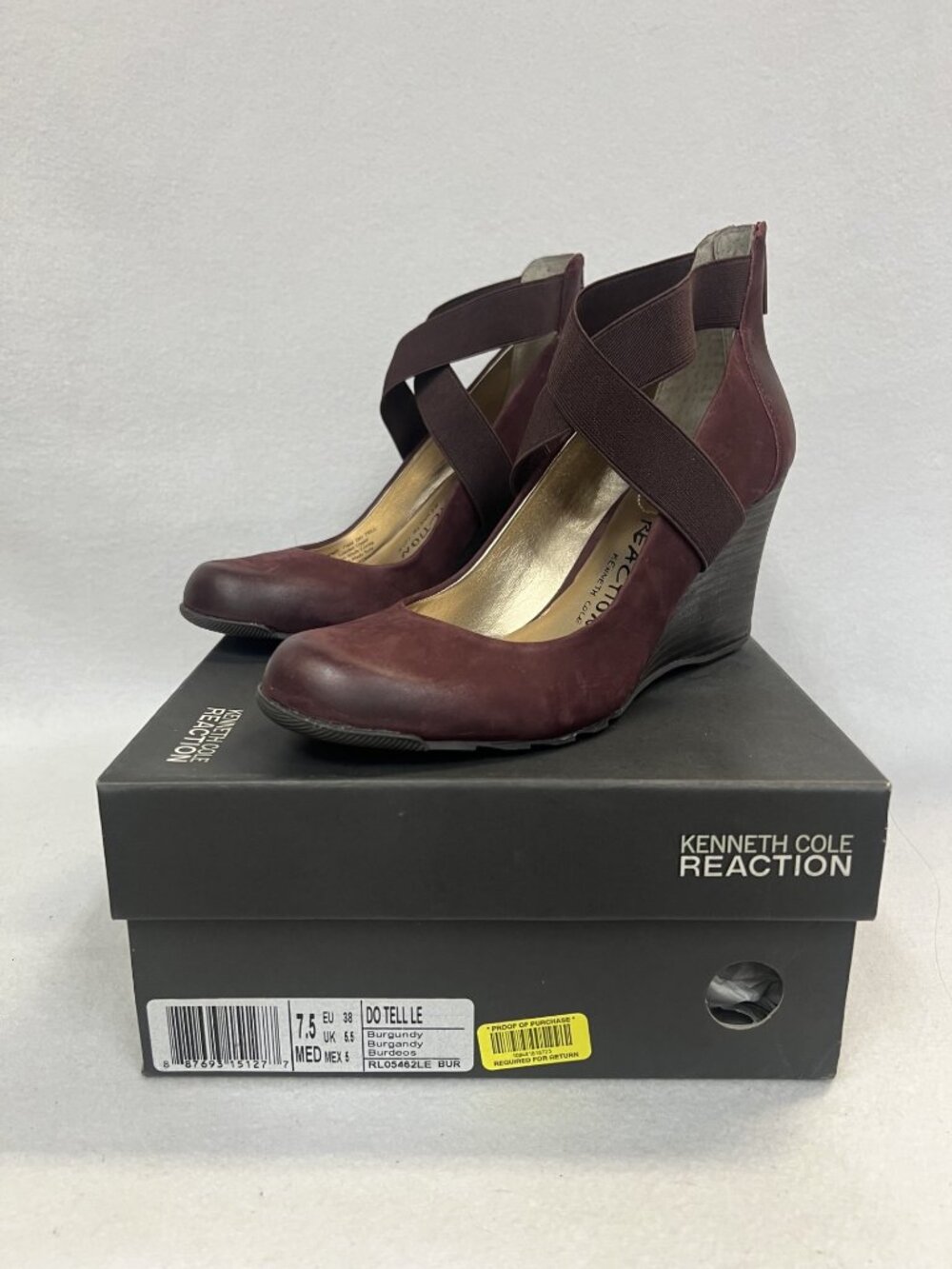 Kenneth Cole Reaction Women's Suede Shoes Wedge Heel with Criss Cross Straps